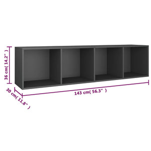 Graues Bücherregal/TV-Schrank 36x30x143 cm