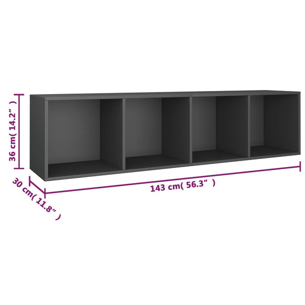 Graues Bücherregal/TV-Schrank 36x30x143 cm