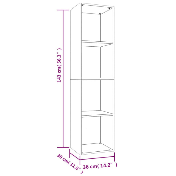 Betongraues Bücherregal/TV-Schrank 36x143 cm