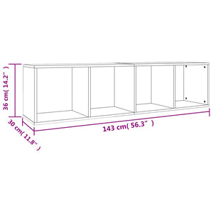 Betongraues Bücherregal/TV-Schrank 36x143 cm