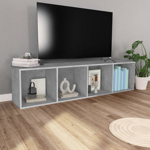 Betongraues Bücherregal/TV-Schrank 36x143 cm