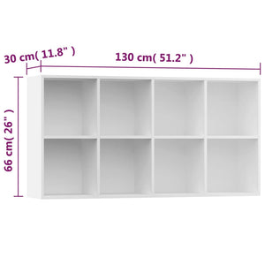 Weißes Bücherregal/Sideboard 66x30x130 cm