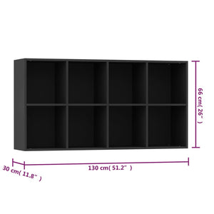 Schwarzes Bücherregal/Sideboard 66x30x130 cm