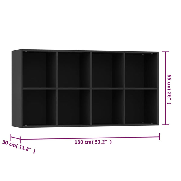 Schwarzes Bücherregal/Sideboard 66x30x130 cm