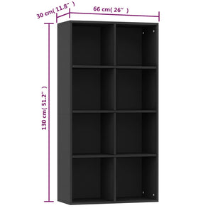 Schwarzes Bücherregal/Sideboard 66x30x130 cm