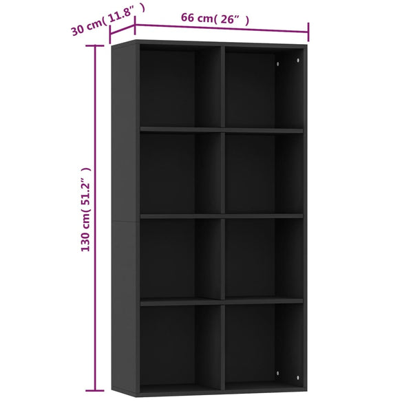 Schwarzes Bücherregal/Sideboard 66x30x130 cm