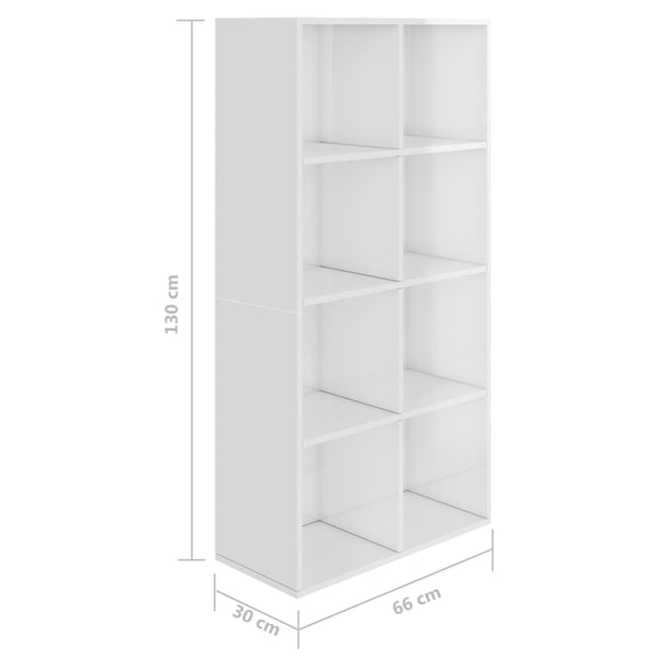 Hochglanz Bücherregal Weiß 66x30x130 cm