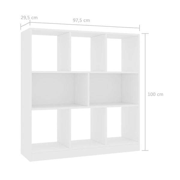 Weißes Bücherregal, 97,5 cm Breit