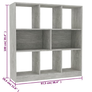 Betongraues Bücherregal, 97,5 cm