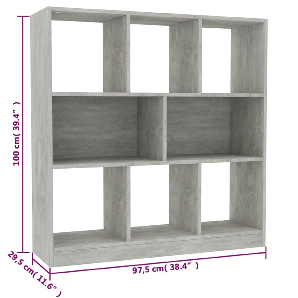 Betongraues Bücherregal, 97,5 cm