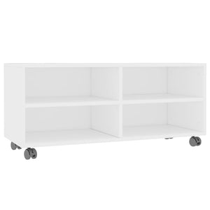 Weißer TV-Schrank mit Rollen 90x35x35 cm