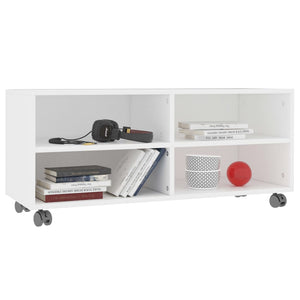 Weißer TV-Schrank mit Rollen 90x35x35 cm