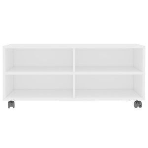 Weißer TV-Schrank mit Rollen 90x35x35 cm