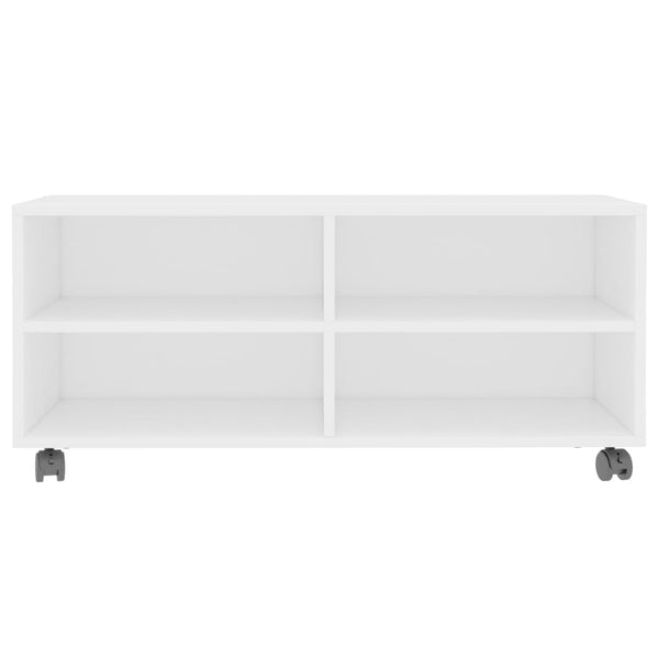 Weißer TV-Schrank mit Rollen 90x35x35 cm