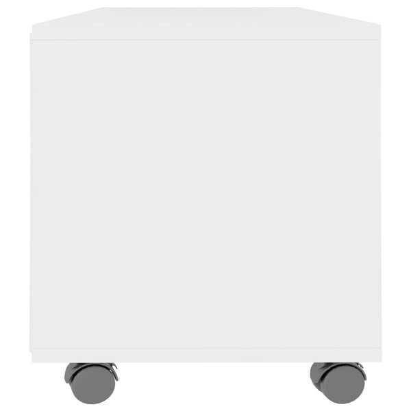 Weißer TV-Schrank mit Rollen 90x35x35 cm