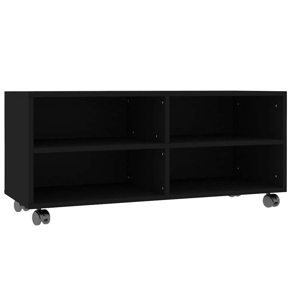 Schwarzer TV-Schrank mit Rollen 90x35x35 cm