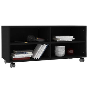 Schwarzer TV-Schrank mit Rollen 90x35x35 cm