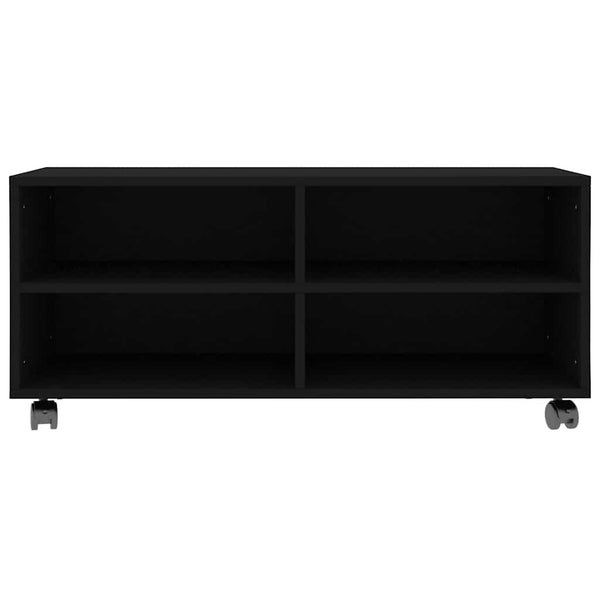Schwarzer TV-Schrank mit Rollen 90x35x35 cm