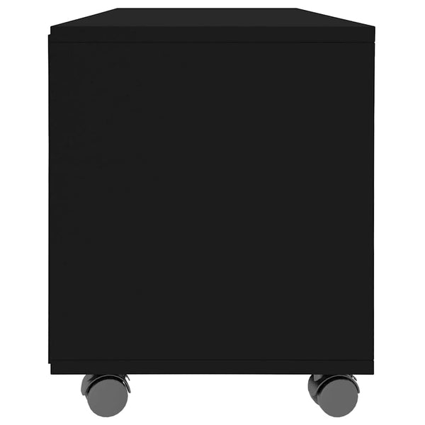 Schwarzer TV-Schrank mit Rollen 90x35x35 cm