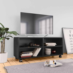 Schwarzer TV-Schrank mit Rollen 90x35x35 cm