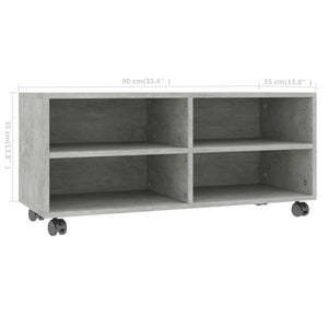 TV-Schrank Betongrau auf Rollen 90x35 cm