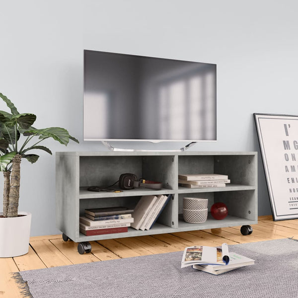 TV-Schrank Betongrau auf Rollen 90x35 cm