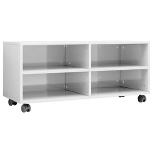 TV-Schrank Weiß Hochglanz Rollen 90x35x35 cm