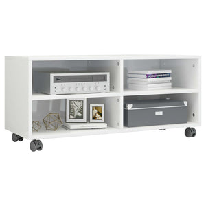 TV-Schrank Weiß Hochglanz Rollen 90x35x35 cm