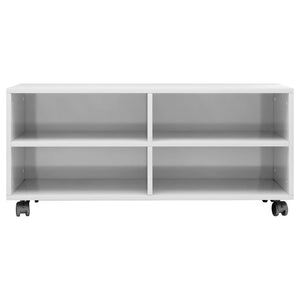 TV-Schrank Weiß Hochglanz Rollen 90x35x35 cm