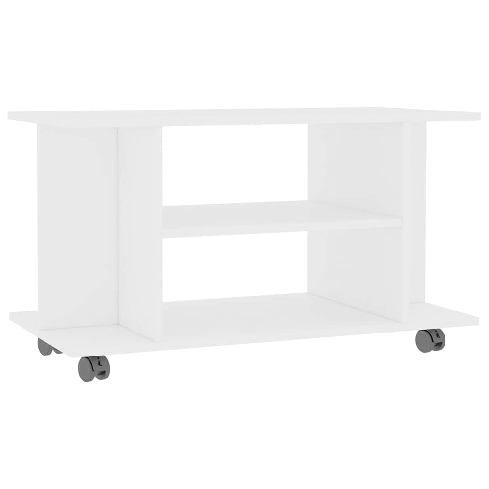 Weißer TV-Schrank mit Rollen 80x40x45 cm