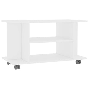Weißer TV-Schrank mit Rollen 80x40x45 cm