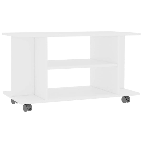 Weißer TV-Schrank mit Rollen 80x40x45 cm