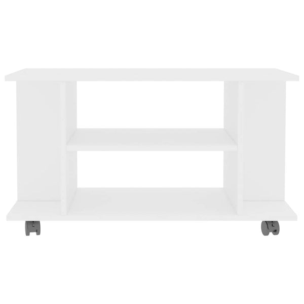 Weißer TV-Schrank mit Rollen 80x40x45 cm
