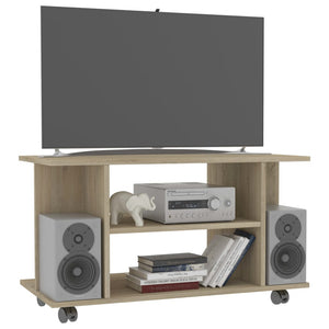 TV-Schrank Sonoma-Eiche mit Rollen 80x40x45 cm