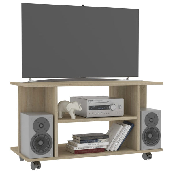 TV-Schrank Sonoma-Eiche mit Rollen 80x40x45 cm