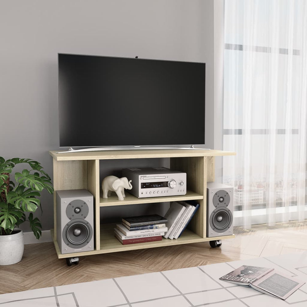 TV-Schrank Sonoma-Eiche mit Rollen 80x40x45 cm