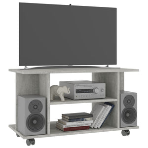 Betongrauer TV-Schrank mit Rollen