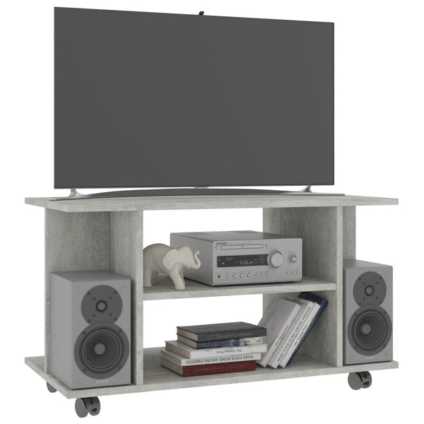 Betongrauer TV-Schrank mit Rollen