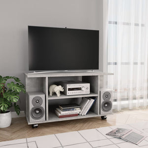 Betongrauer TV-Schrank mit Rollen