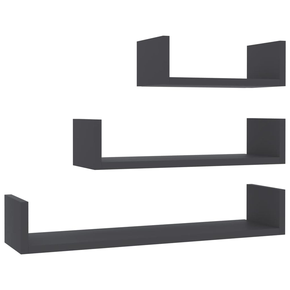 vidaXL Étagère murale 3 pcs Gris Bois d'ingénierie