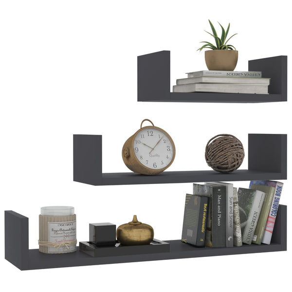 Graue Wandregale, 3er Set