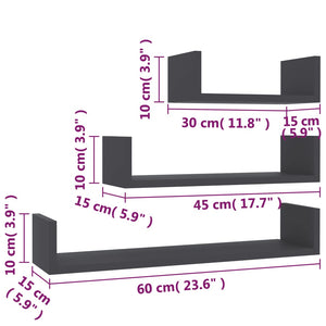 Graue Wandregale, 3er Set