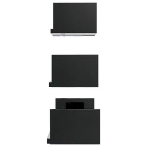 Wandregal Set, 3-teilig, Schwarz Hochglanz