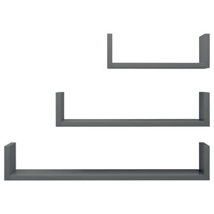 Wandregal Grau Hochglanz, 3er Set