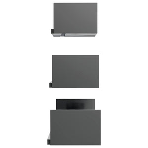 Wandregal Grau Hochglanz, 3er Set