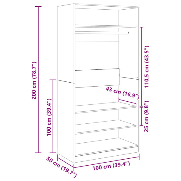 Weißer Kleiderschrank 100x50x200 cm