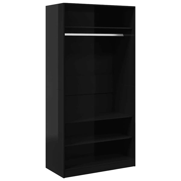 Hochglanz Kleiderschrank Schwarz 100x50x200cm