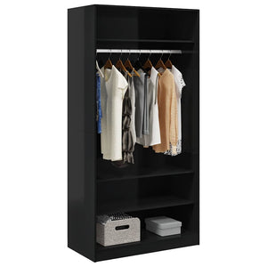 Hochglanz Kleiderschrank Schwarz 100x50x200cm