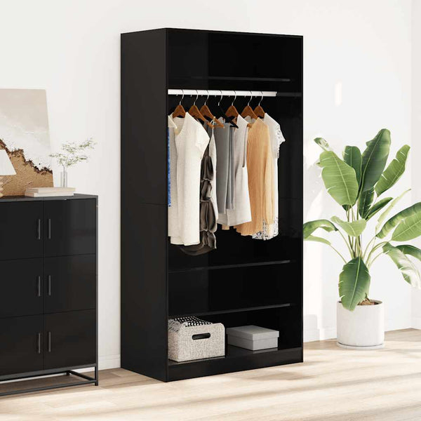 Hochglanz Kleiderschrank Schwarz 100x50x200cm