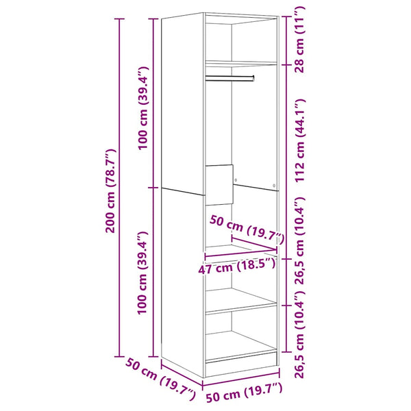 Weißer Kleiderschrank 50x50x200 cm